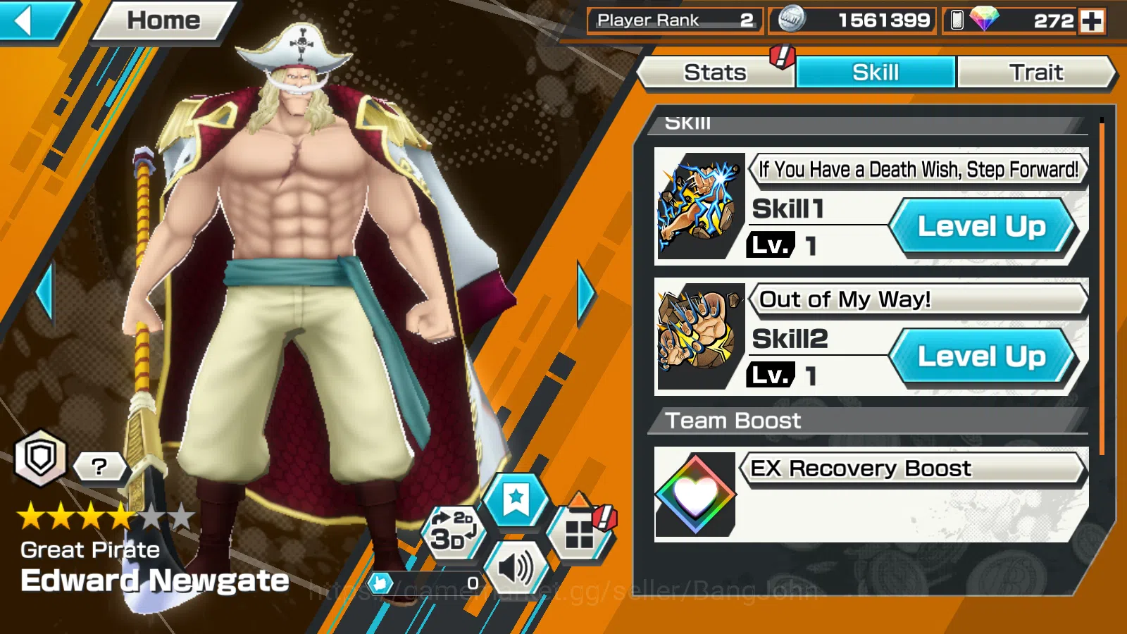 One Piece Bounty Rush Accounts Others GLOBAL | 5EX | 5elders Nusjuro,BB kuzan,King op Monkey D.Luffy,BOMO Kaido,Gp Edward 7