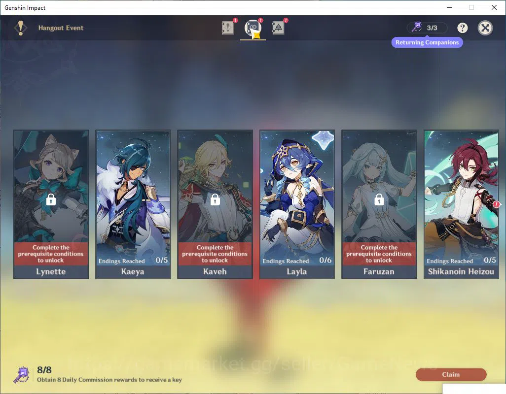 Genshin Impact Accounts ASIA |AR 56|8Limited +2(*5Weapon)|Zibai,Arlecch,Ka image 11