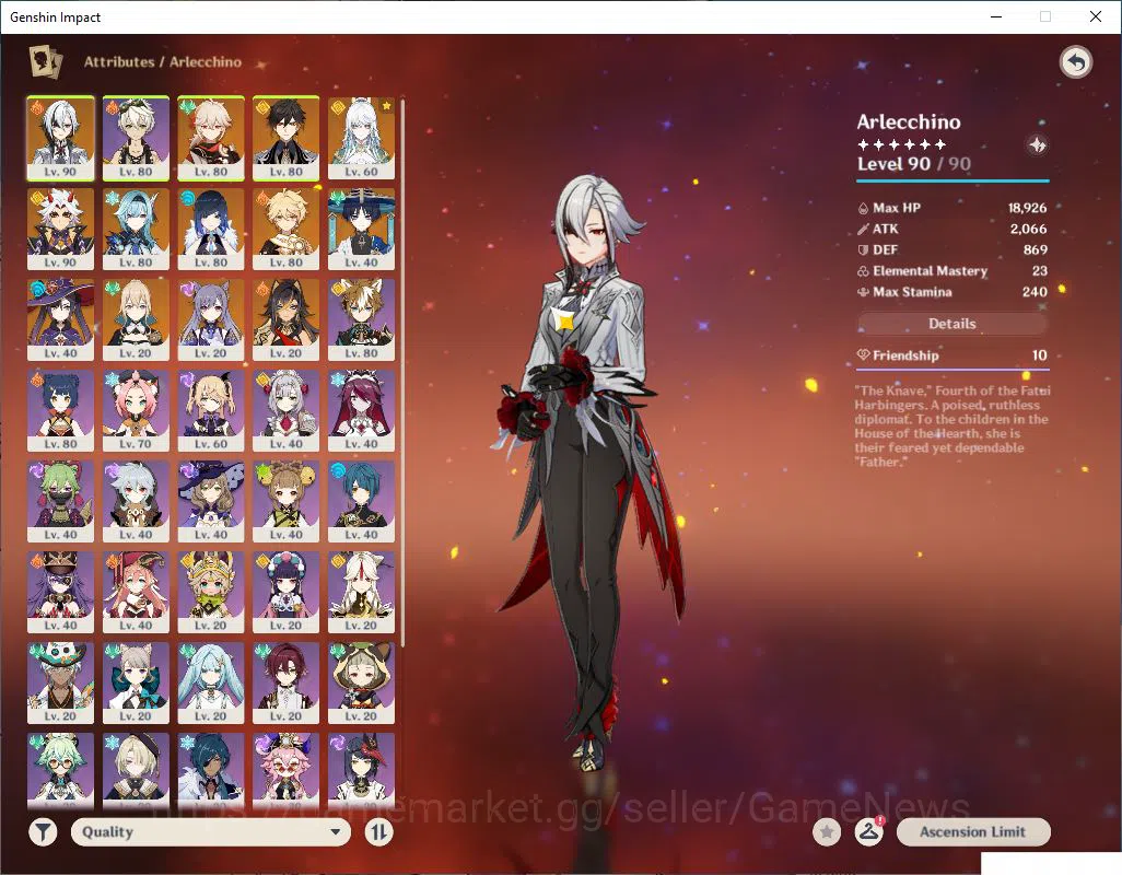 Genshin Impact Accounts ASIA |AR 56|8Limited +2(*5Weapon)|Zibai,Arlecch,Ka image 3