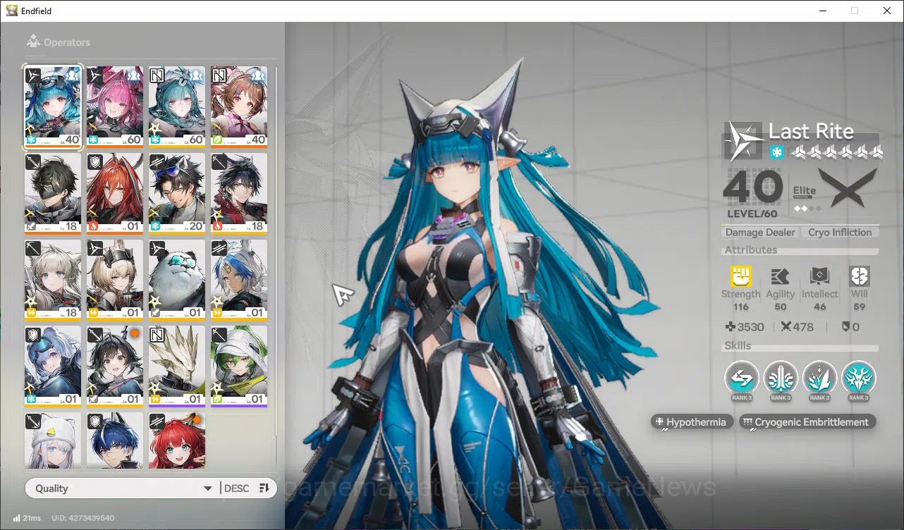 Arknights: Endfield Accounts Asia Lv47|13k Arsenal| 4SSR(Yvonne,Last RiteP2,Ard image 1