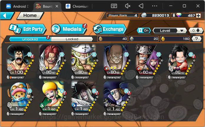 One Piece Bounty Rush Accounts GLOBAL|3 ex|divine Shank,Great Edward Newgate,5eld image 5