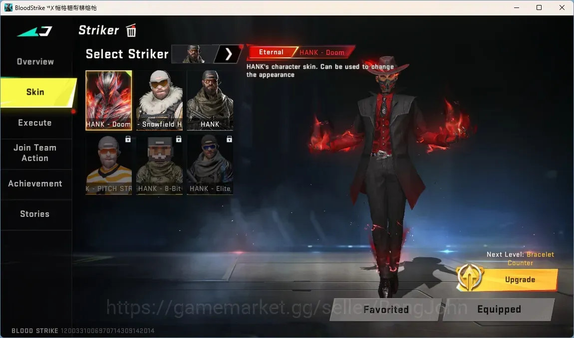 Blood Strike Accounts Others ASIA |Eternal Striker HANK-Doom|7 Eternal Guns:M4A1,MP5,KAG-6,Etc|3 Ultra 1