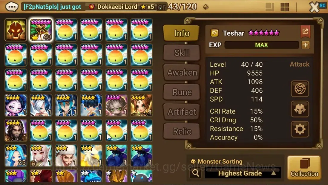 Summoners War: Sky Arena Accounts Starter ASIA|Lv 26|Ready Gacha|99 12 YSC + 160 11 YSC + 3 LAAS + 5 LS + 4 LDS + 118 MS |1 8