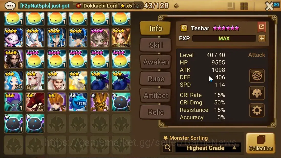 Summoners War: Sky Arena Accounts Starter ASIA|Lv 26|Ready Gacha|99 12 YSC + 160 11 YSC + 3 LAAS + 5 LS + 4 LDS + 118 MS |1 9