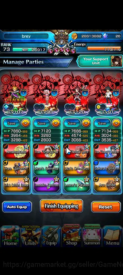 Grand Summoners Accounts Global|Rank 73|14 Ascend|ToumaTW,S MiyuTW,ChloeTW, image 1