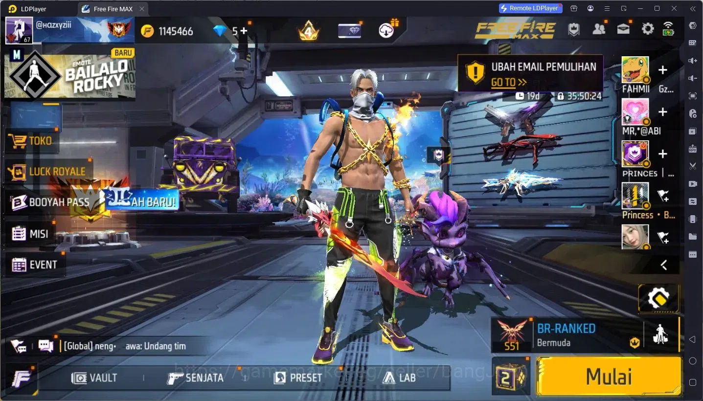 Free Fire Accounts Indonesia | Vault 117 | M1887- Incendium Burst,Sol image 1