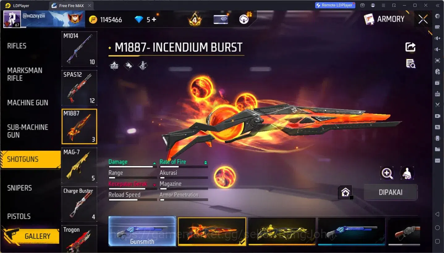 Free Fire Accounts Indonesia | Vault 117 | M1887- Incendium Burst,Sol image 7