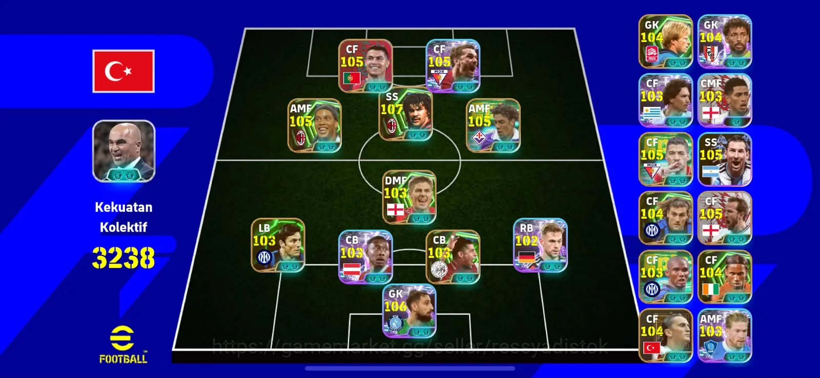 eFootball Accounts Legends & Iconic Players 5 MANAGER BOOSTER | COLECTIVE 3238+,RUUD GULLIT x ANTONIE GRIEZMAN x RONALDINHO 1