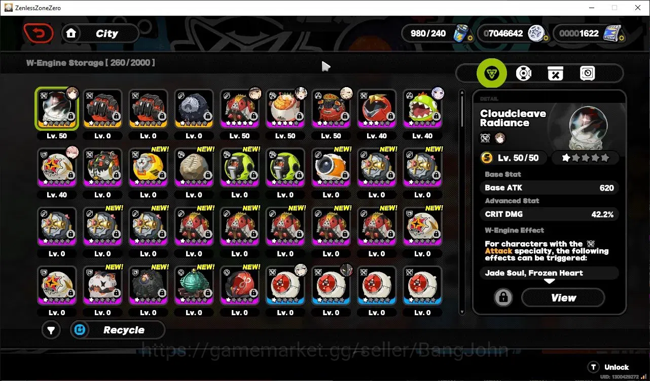 Zenless Zone Zero Accounts Starter ASIA|IK50|Prem Team YSG|5 Limit(Ye Shungguang+sign),Dialyn,Zhao,Vivian,Harumasa|ALL 13