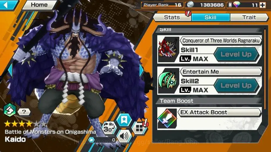 One Piece Bounty Rush Accounts High-End Global | EX 7 | PR 16 |Gol D. Roger,Monkey D. Luffy,Kaido,Rob Lucci, Zoro & Sanji 7