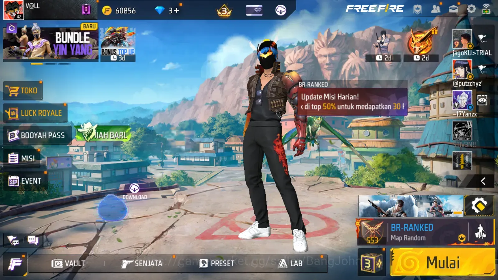 Free Fire Accounts Indonesia | Vault 33| 2 EVO (SCAR Megalodon Lv4, UMP Booyah Day Lv4) | Wild Beats Backpack | Check SS 1