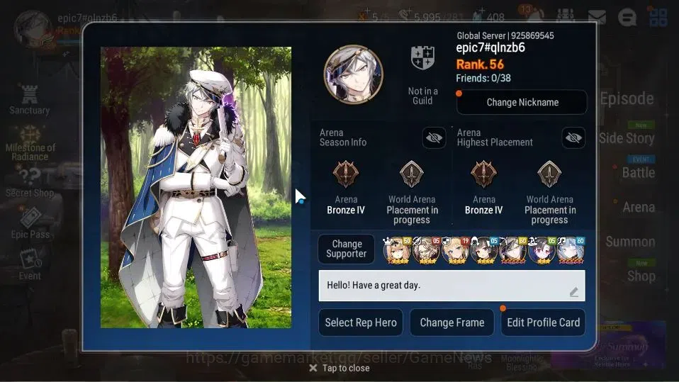 Epic Seven Accounts Limited Hero GLOBAL Unverif|6 ML[A Yufine,TM Luluca,TE 2