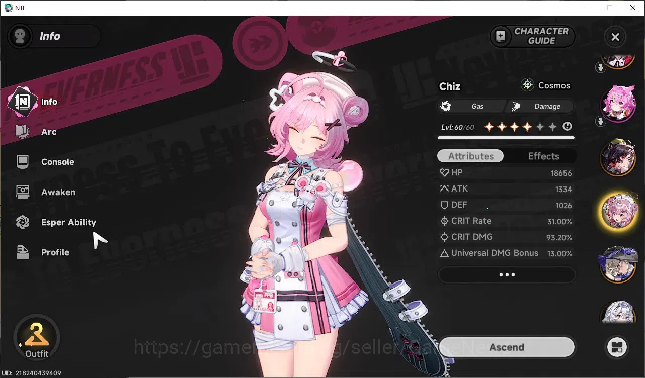 Neverness to Everness Accounts GLOBAL SEA|HL 44|TL 29|8 SSR Chaos+Skin,Lacrimosa, image 10