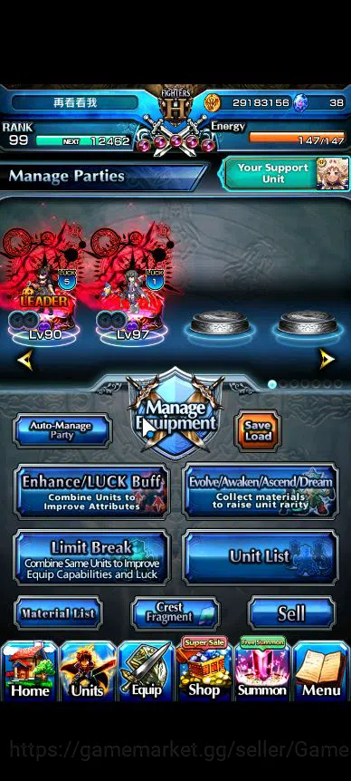 Grand Summoners Accounts Global|Rank 99|14 Ascend|[PaladinRoy,IsliidHP,Rimu image 4