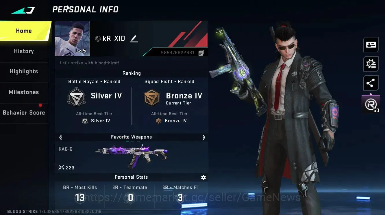 Blood Strike Accounts ASIA|ULTRA Striker ZERO-Agent Zero,UMP45-Ascension image 2