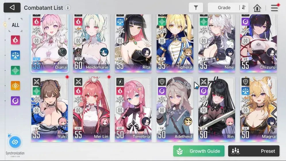 Chaos Zero Nightmare Accounts GLOBAL|Lv 55|19 SSR|HeidemarieM2+Sign,Adelheid,Diana,Rita,TipheraM1,Nine,Narja,ChizuruM1,etc|1 1