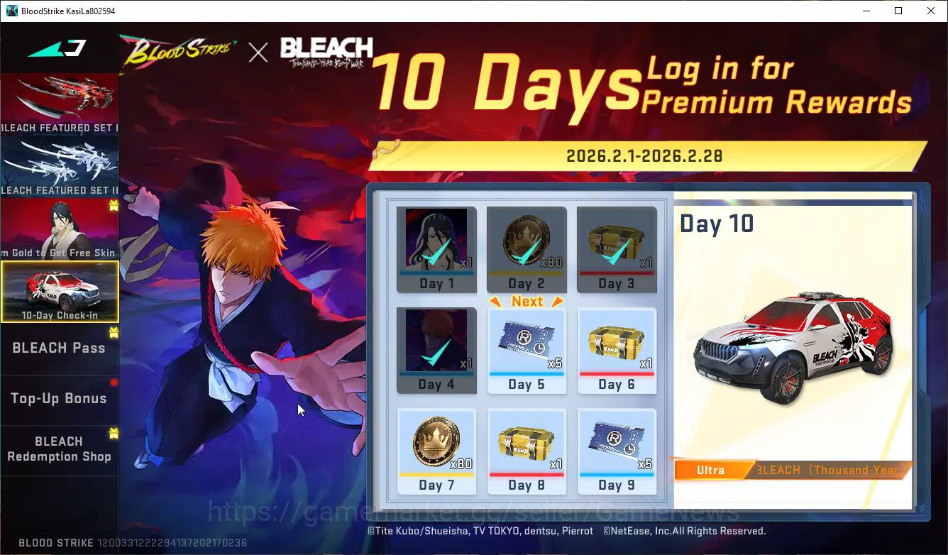 Blood Strike Accounts Starter ASIA|1 ETERNAL M1887-NotherFlame | Collab Bleach Byakuya |NetEase|Check SS(BLS2891) 7