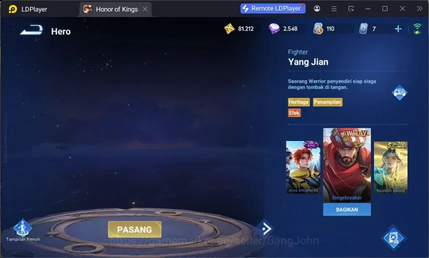 Honor of Kings Accounts Global | 80H 63S |1 Legend Lam, Limited Yuhuan, Ev image 13
