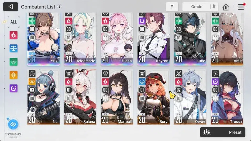 Chaos Zero Nightmare Accounts GLOBAL|Lv 30|5 SSR[Heidemarie,Diana,Yuki,Kayron,Luke]+9 SR[MikaM1,NiaM3,BerylM1,Etc]|1 SSR 3
