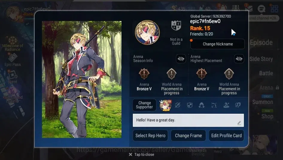 Epic Seven Accounts GLOBAL Unverif|New Era|2 ML(LQ Charlotte, DP Aria) image 2