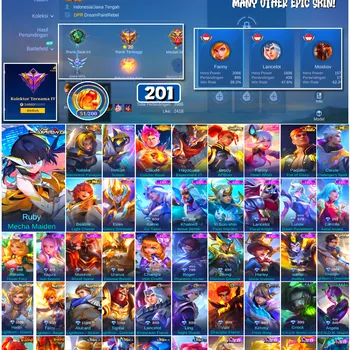 Mobile Legends: Bang Bang Accounts #4608 201 Skins | Ruby Mecha Maiden (ASPIRANTS) | Natalia Warrioress Paragon (COLLECTOR