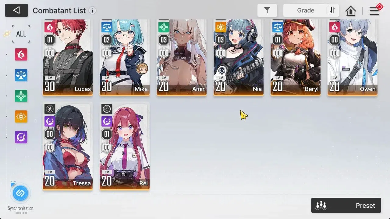 Chaos Zero Nightmare Accounts GLOBAL Lv35|5 SSR[Heidemarie,Tiphera,Veronica,Yuki,Haru]+9 SR[SelenaM1,MikaM2,NiaM3,Beryl]+1 5