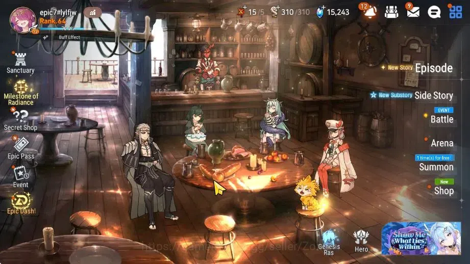 Epic Seven Accounts High-End ASIA|17ML (SN Yulha, Salome, Abyss Yufine, Emp ILynav, LHC, RRoana)|PoH, Theather ON|SS|Stove 11
