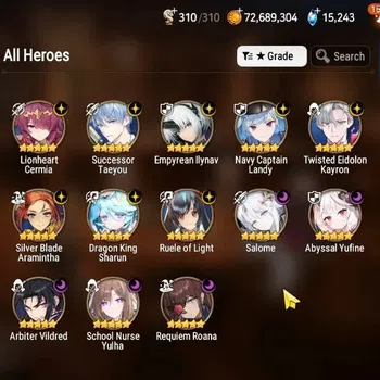 Epic Seven Accounts High-End ASIA|17ML (SN Yulha, Salome, Abyss Yufine, Emp ILynav, LHC, RRoana)|PoH, Theather ON|SS|Stove