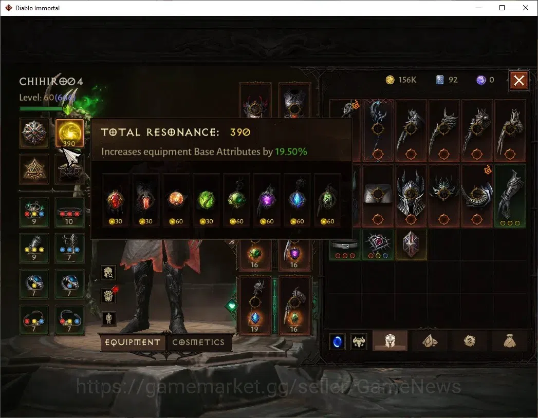 Diablo Immortal Accounts SA - Malah|CS ON|Lv60(666)|Druid|40k CR|Reso 390|P image 4