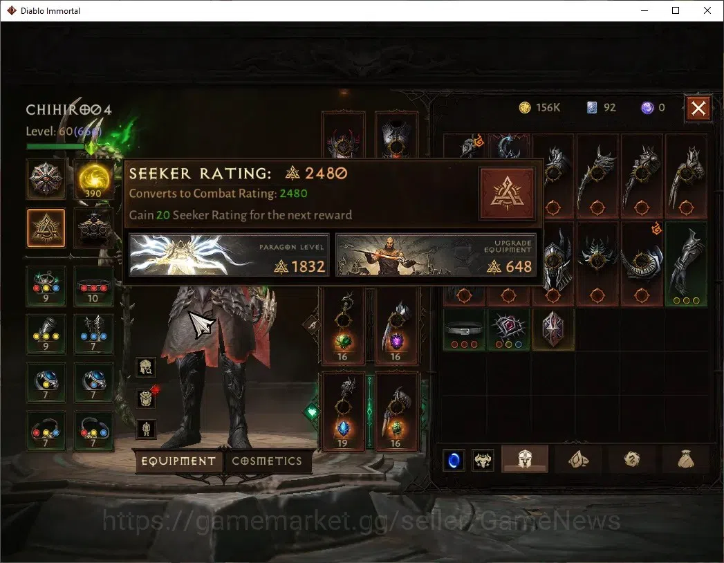 Diablo Immortal Accounts SA - Malah|CS ON|Lv60(666)|Druid|40k CR|Reso 390|P image 5