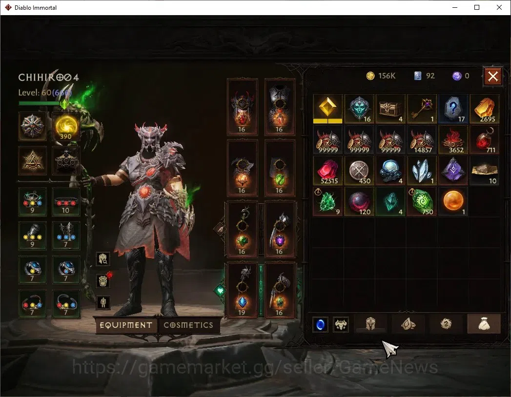 Diablo Immortal Accounts SA - Malah|CS ON|Lv60(666)|Druid|40k CR|Reso 390|P image 7