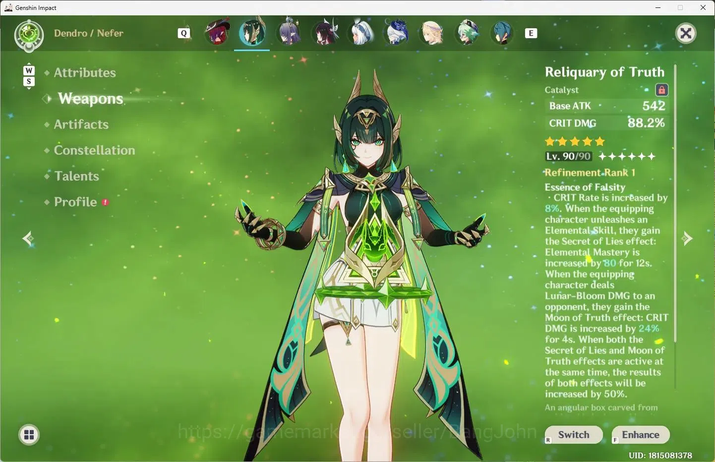 Genshin Impact Accounts Others ASIA | AR 58 | 11 Limit+1 Sign|Varesa,Mavuika,Xilonen,Columbina+6 Charstd|2 (*5 Wep)Reliquary 4