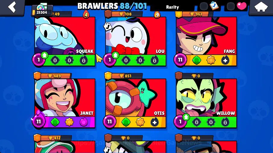 Brawl Stars Accounts 25304 Trophy|88 Brawlers 19 MAX Lvl|6 Hyperchar [DNita,SPoco,SRico,Etc] 6 Legend 5 Myth 69 Epic Skin 10