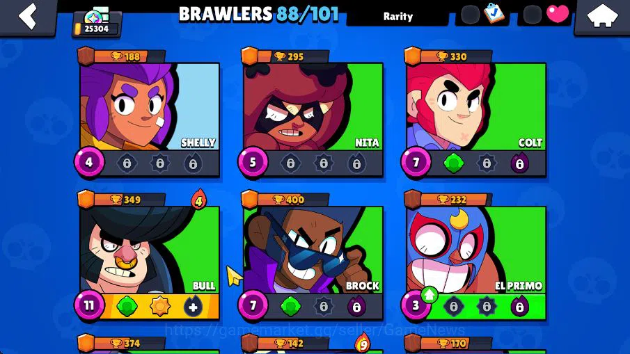 Brawl Stars Accounts 25304 Trophy|88 Brawlers 19 MAX Lvl|6 Hyperchar [DNita,SPoco,SRico,Etc] 6 Legend 5 Myth 69 Epic Skin 6