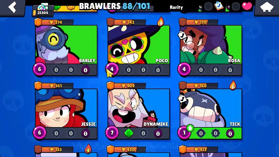 Brawl Stars Accounts 25304 Trophy|88 Brawlers 19 MAX Lvl|6 Hyperchar [DNita,SPoco,SRico,Etc] 6 Legend 5 Myth 69 Epic Skin 7
