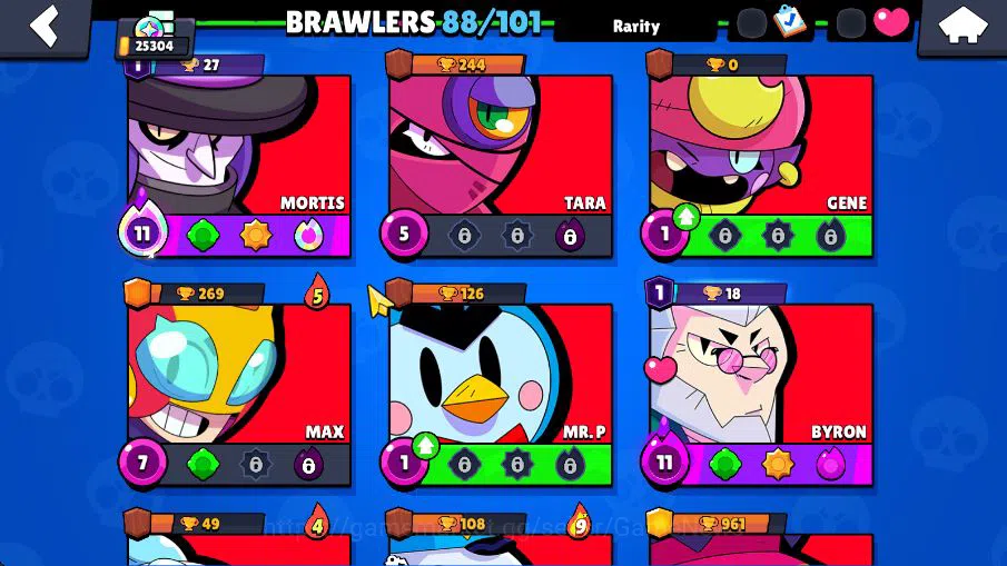 Brawl Stars Accounts 25304 Trophy|88 Brawlers 19 MAX Lvl|6 Hyperchar [DNita,SPoco,SRico,Etc] 6 Legend 5 Myth 69 Epic Skin 9