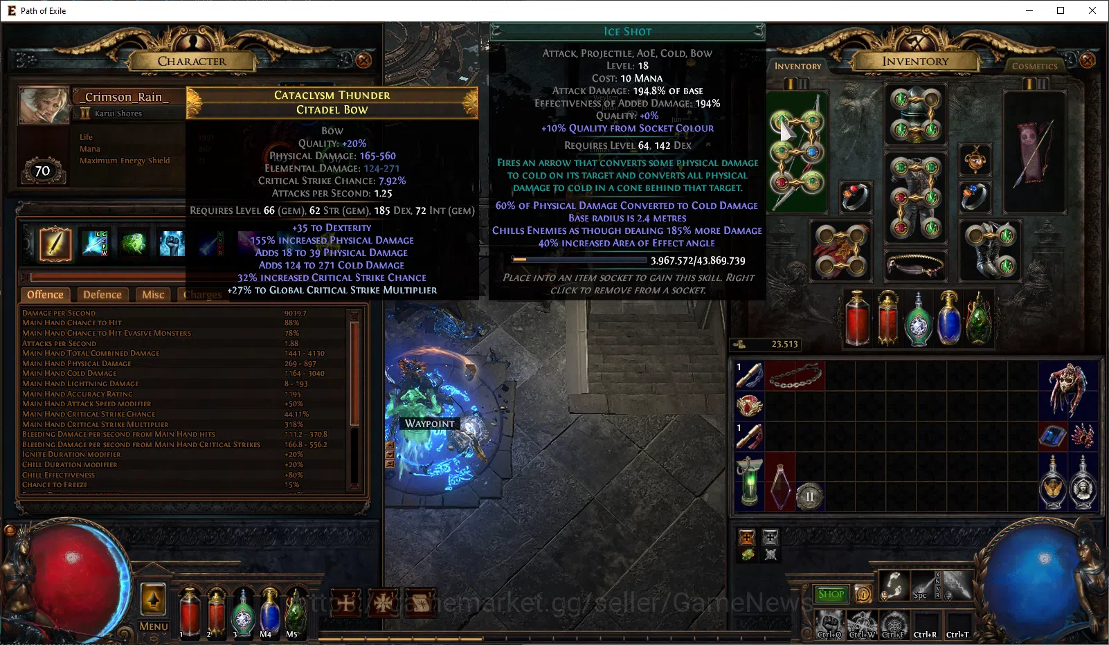 Path of Exile Accounts Level 70 Deadeye,Ranger|3.29 Allflame Standard SC| Done 3x Trial Labs, 75% All Elemental Resist, 24 1