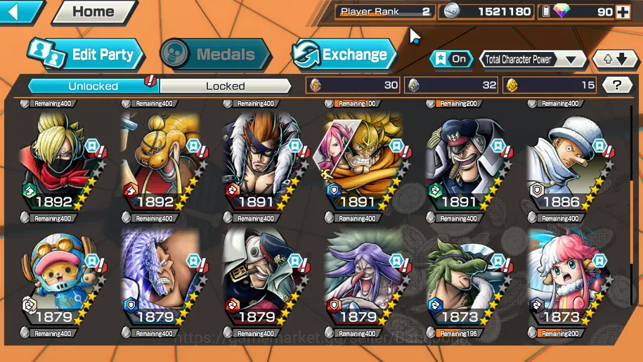 One Piece Bounty Rush Accounts Others GLOBAL| 2 EX, film red shanks, st ethanbaron more detail check SS OPBR192B 4
