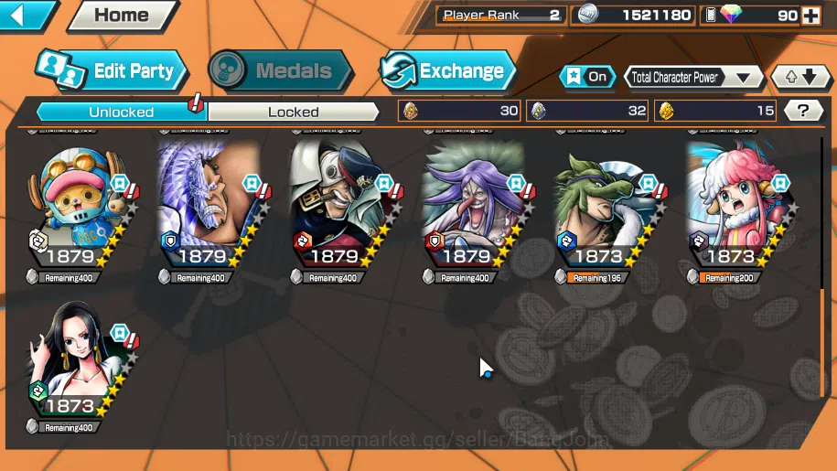 One Piece Bounty Rush Accounts Others GLOBAL| 2 EX, film red shanks, st ethanbaron more detail check SS OPBR192B 5