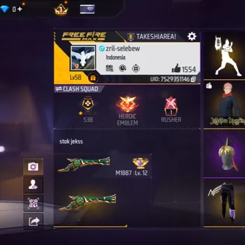Free Fire Accounts M1887 TROMPET - AKUN FF MURAH - COCOK BUAT CR AN - SPEK GANTENG