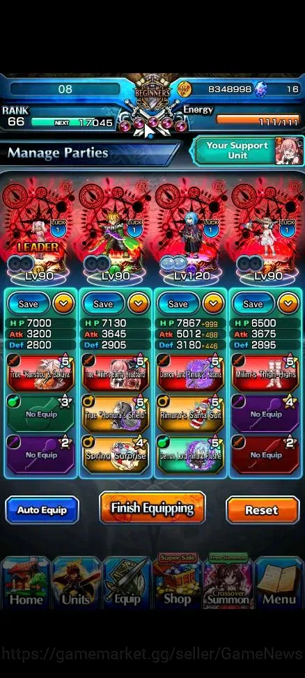 Grand Summoners Accounts End-Game Global|Rank 66|14 Ascend+7 TW[Emiyu,Chloe,DL Rimuru,Milim,DLS Rimuru,S Rimuru]+TW,S 3