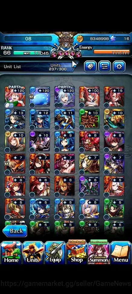 Grand Summoners Accounts End-Game Global|Rank 66|14 Ascend+7 TW[Emiyu,Chloe,DL Rimuru,Milim,DLS Rimuru,S Rimuru]+TW,S 5