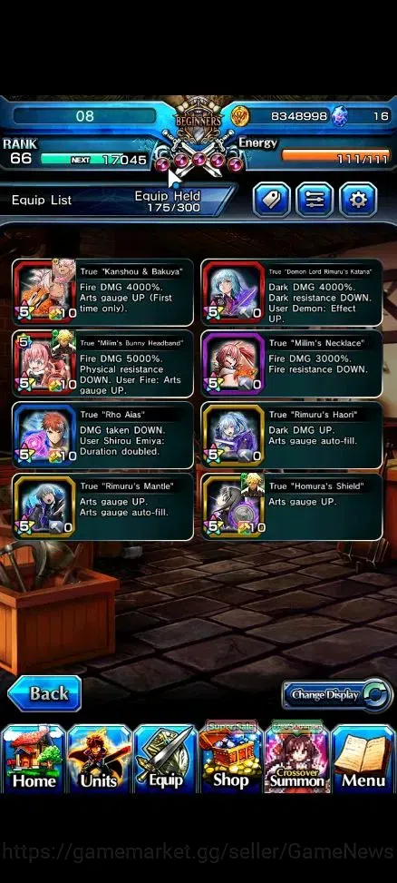 Grand Summoners Accounts End-Game Global|Rank 66|14 Ascend+7 TW[Emiyu,Chloe,DL Rimuru,Milim,DLS Rimuru,S Rimuru]+TW,S 6