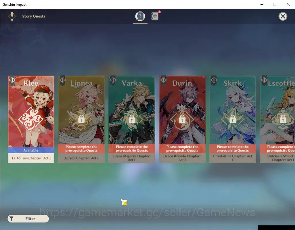 Genshin Impact Accounts ASIA | AR 34 | 633 Primo | 1 Limited | Skirk | Low image 14
