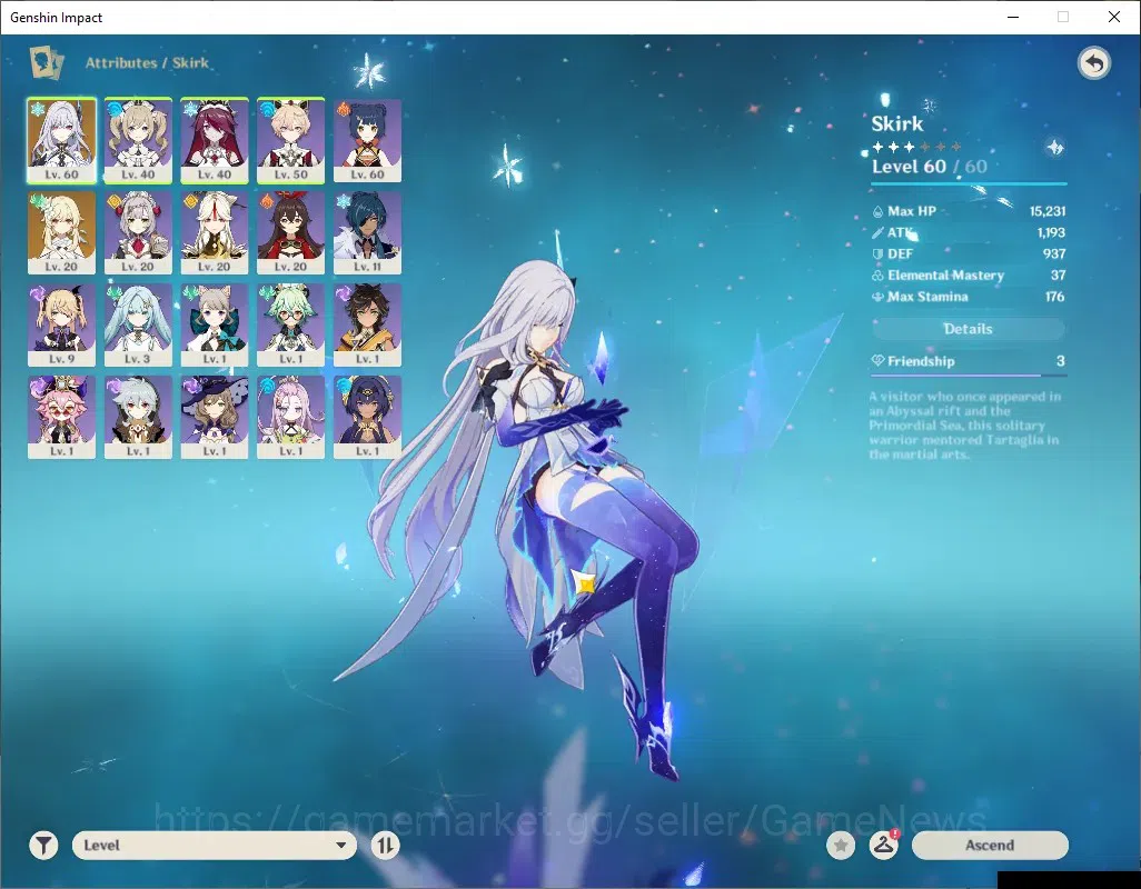 Genshin Impact Accounts ASIA | AR 34 | 633 Primo | 1 Limited | Skirk | Low image 3