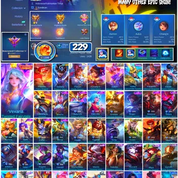 Mobile Legends: Bang Bang Collector #3665 229 Skins | Zenith Vexana | KoF Paquito | Ma image 1