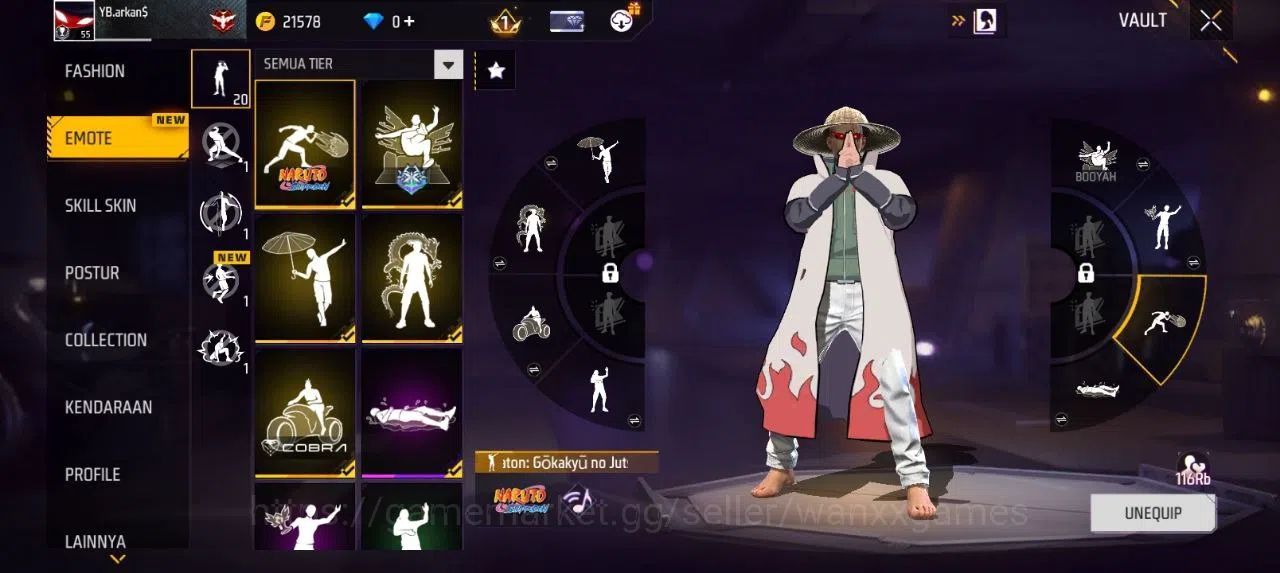 Free Fire Accounts Indonesia | AKUN LVL 55 SG MAMBAH,PELURU SUCI VAULT 83 EMOTE 20 KATANA LOBY 3 TAS 21 SKYWING 1 WEAPON 118 4