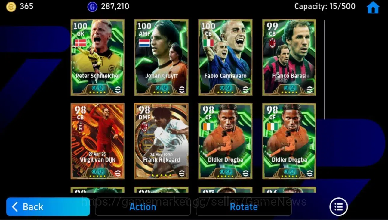 eFootball Accounts Legends & Iconic Players Android|Epic Peter Schmeichel,Johan Cruyff,Big Time Virgil Vab Dijk,Diego 7