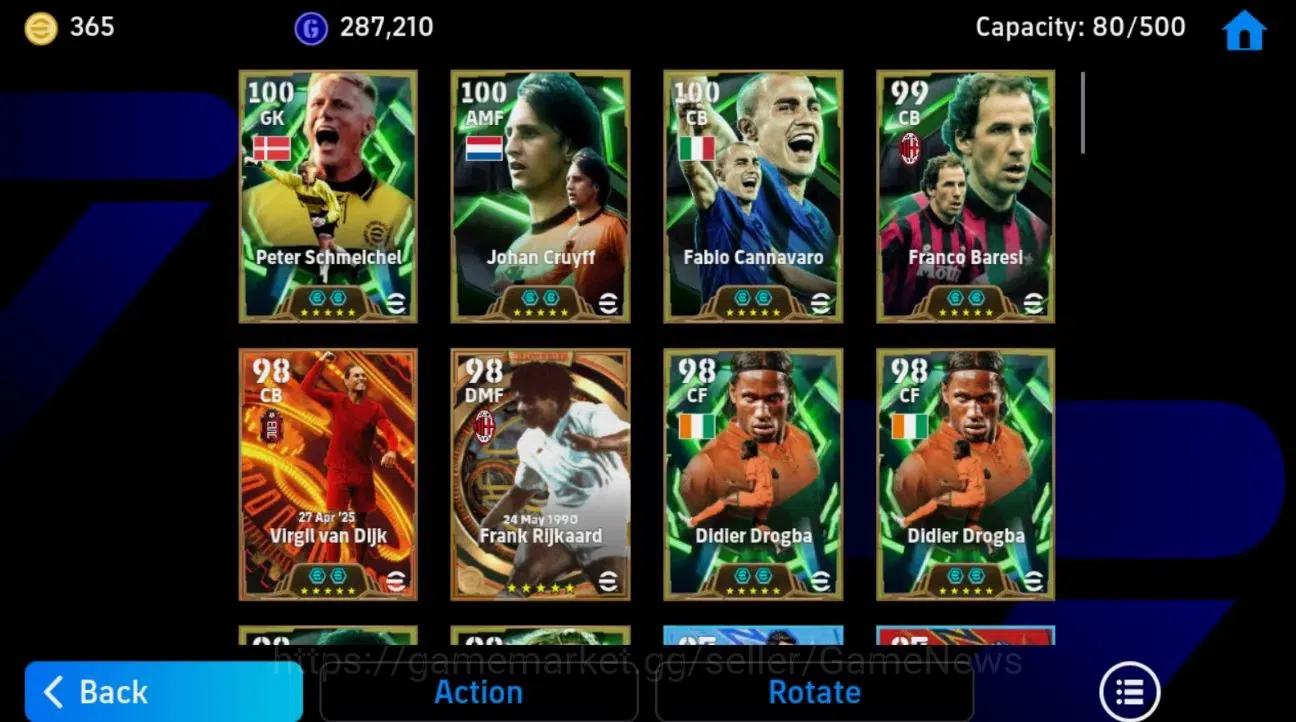 eFootball Accounts Legends & Iconic Players Android|Epic Peter Schmeichel,Johan Cruyff,Big Time Virgil Vab Dijk,Diego 8
