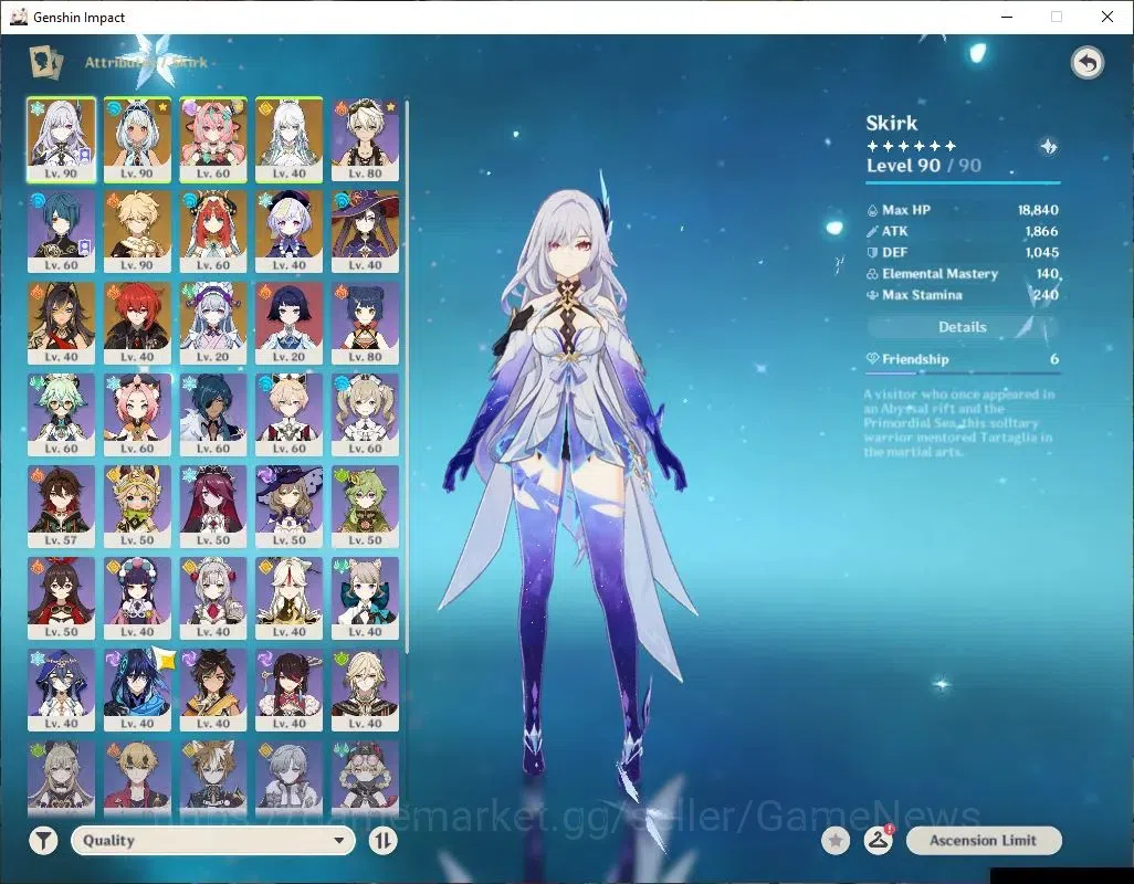 Genshin Impact Accounts ASIA|AR 55|5 Limited+1(*5Weapon)|Zibai,Skirk,Muala image 3